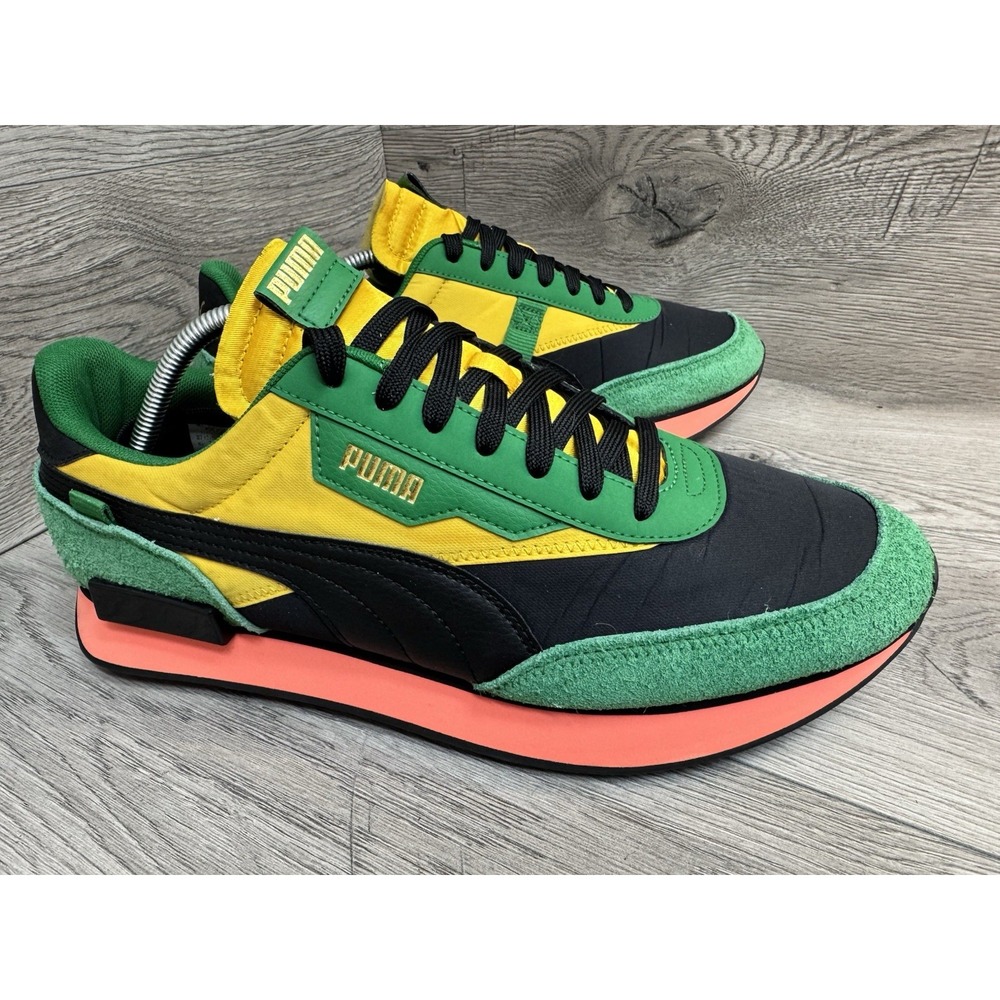 Puma Future Rider Game On Black Green Yellow sneaker shoes men's size 11 - Picture 2 of 12